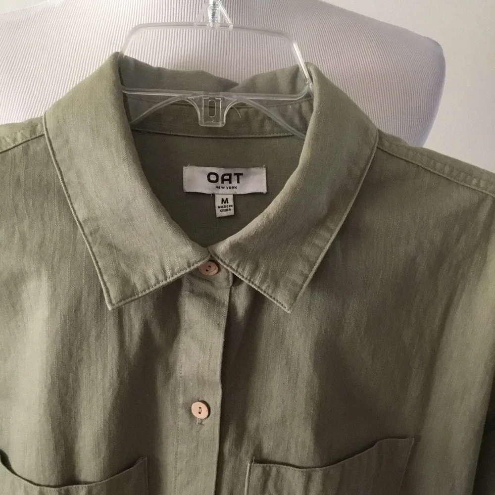 HP-OAT NEW YORK OVERSIZED MEDIUM OLIVE SLEEVE SHIRT DRESS/ SIZE M/ NEW CONDITION - Picture 4 of 10